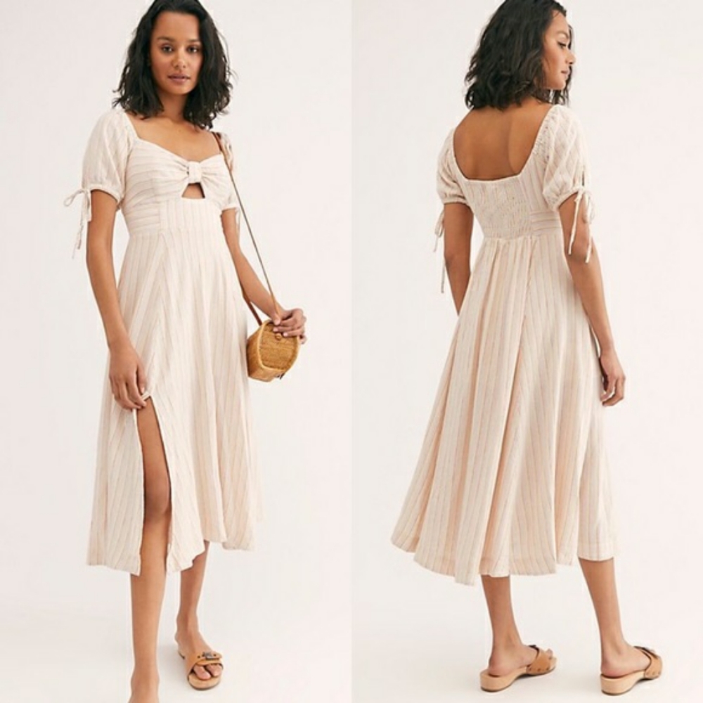 Free People Sunshine Eyes Striped Midi Dresss